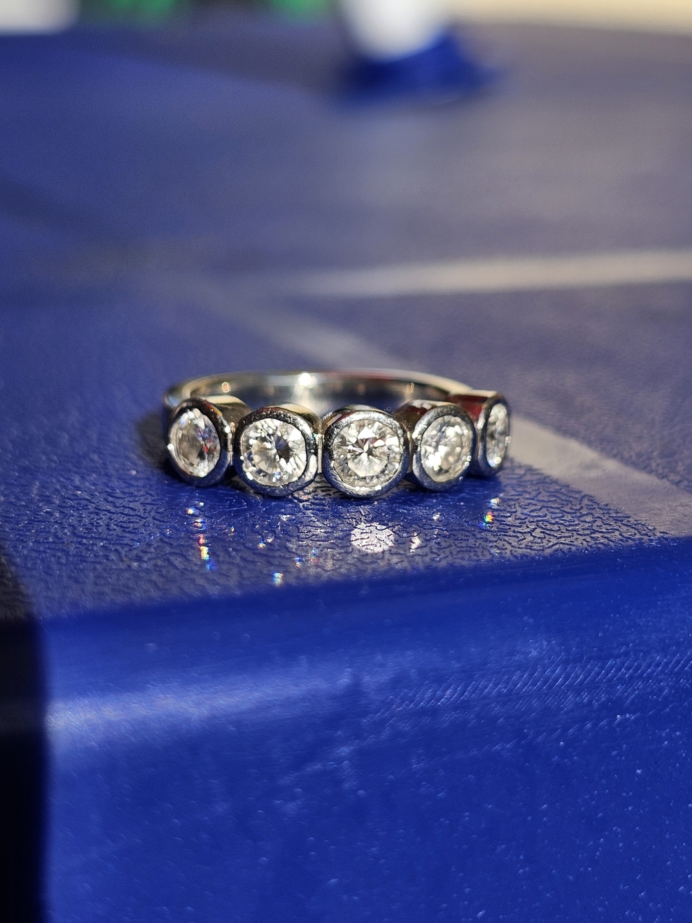 Platinum 5 Natural Diamond Bezel Set Band Ring - Picture 2 of 4